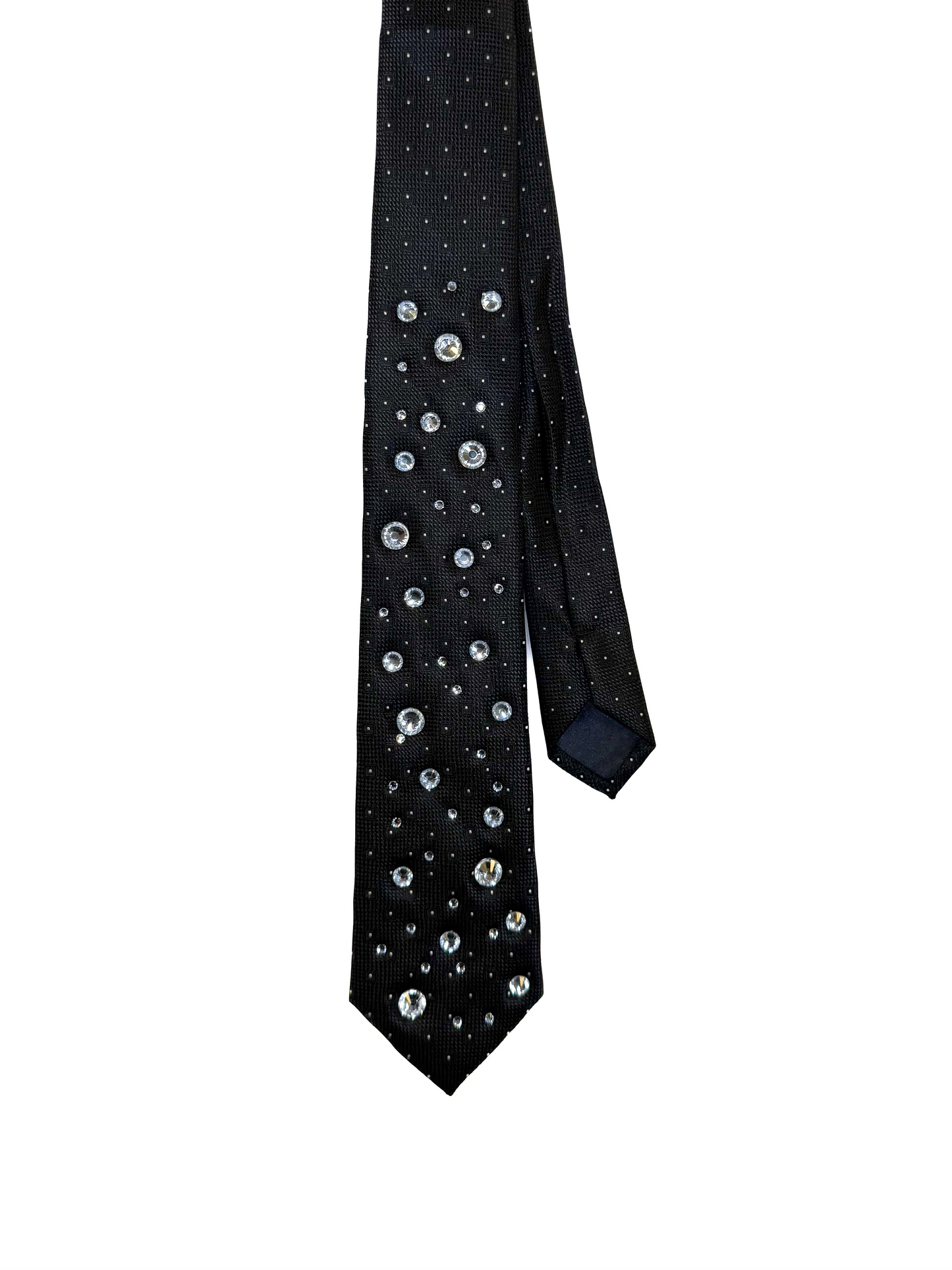 Upcycle Rhinestone Black Tie